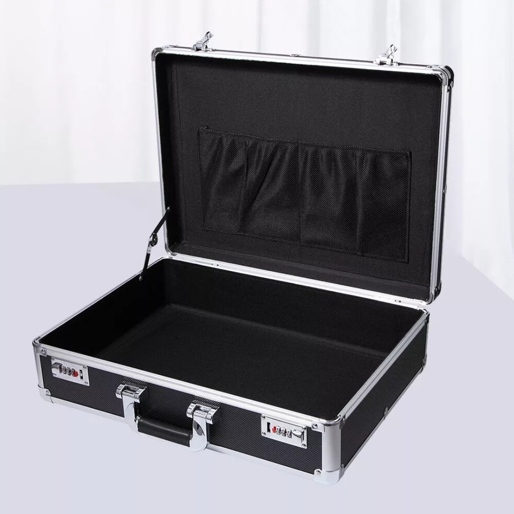 Black Aluminum Hardcase Briefcase with Combination Lock